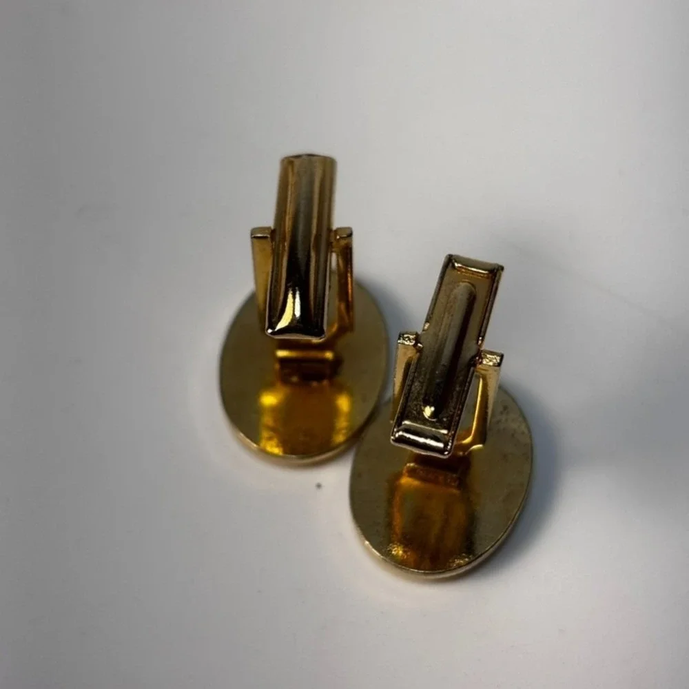 Vintage Cuff Links Lot Gold Tone Oval Round Mid Century Hickok